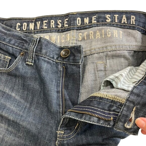Final Sale! Converse Men's Jeans 32 x 30 blue medium wash Greenwich straight 100 - Picture 2 of 9